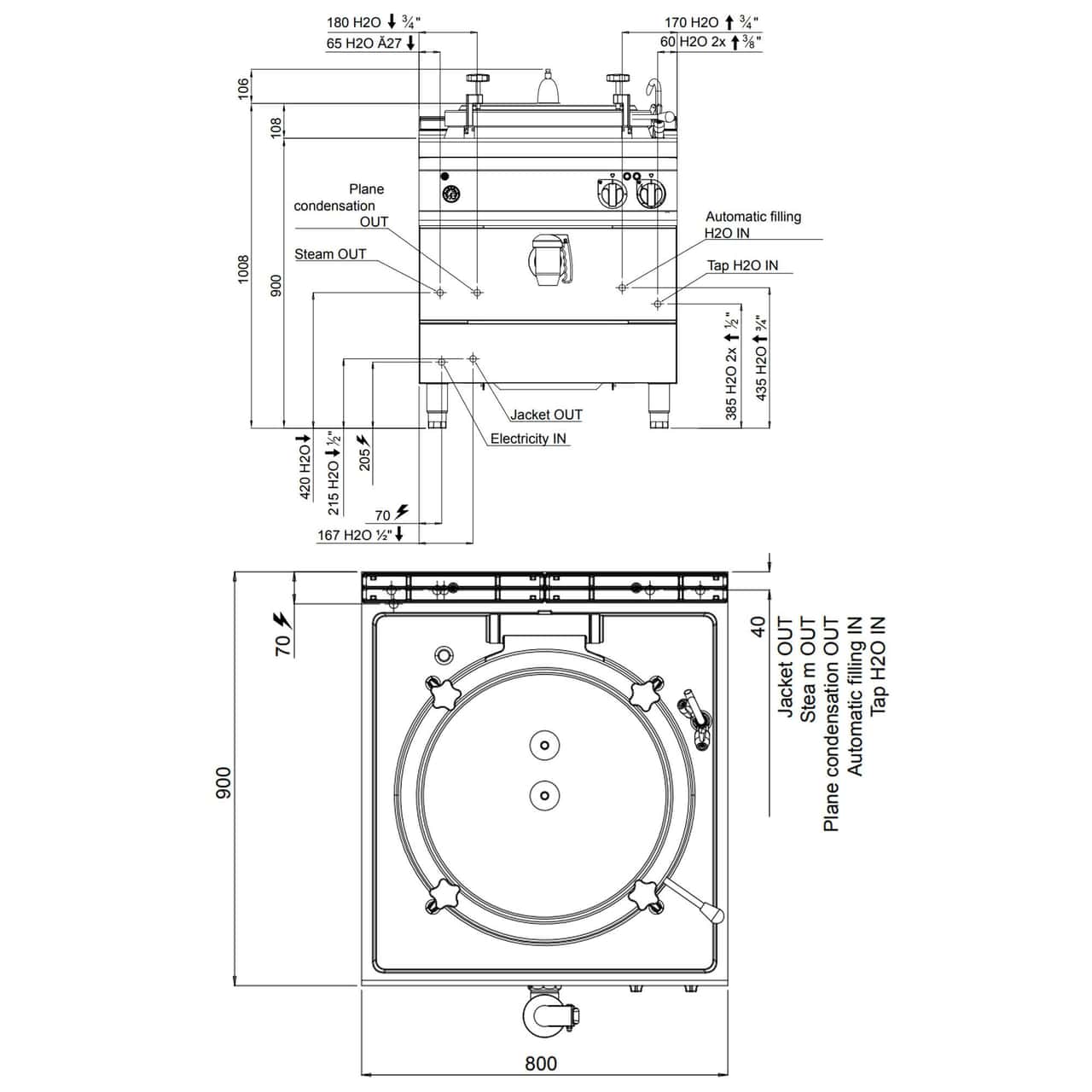 Elektro Druck Kochkessel - 150 Liter - 18 kW - Indirekte Beheizung