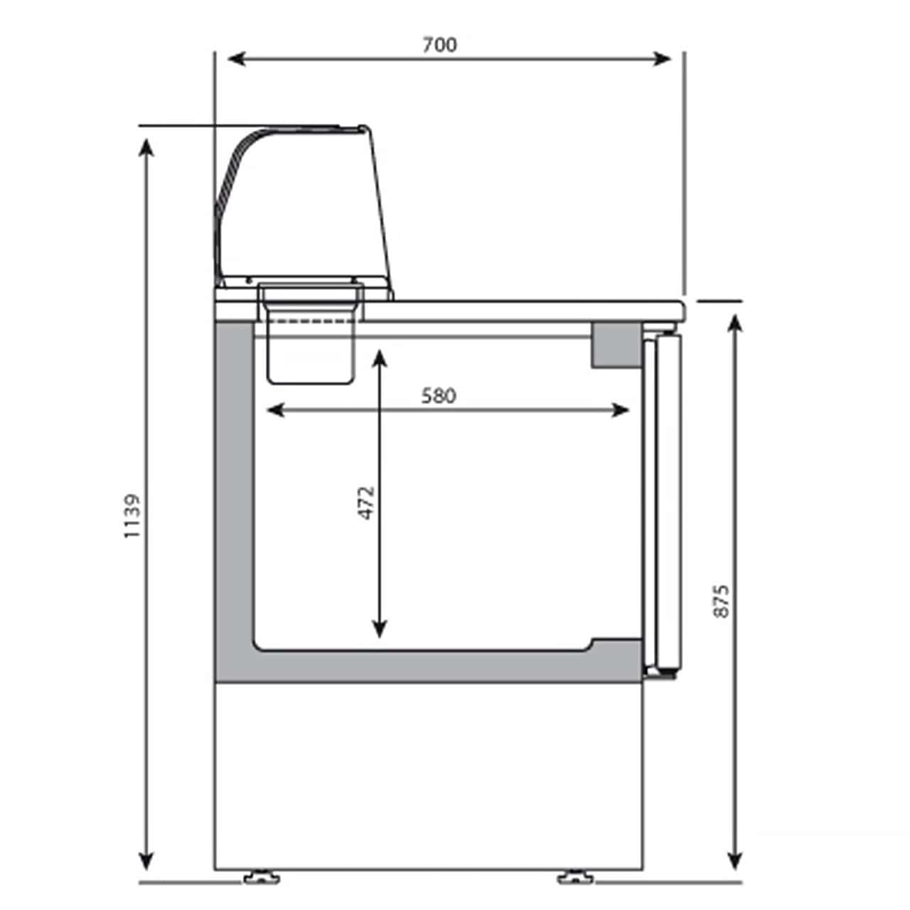 Bar- & Getränkekühltisch Premium PLUS - 1470x600mm - mit 2 Glastüren, Aufkantung & Ausklopfer für Kaffee