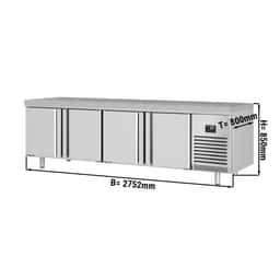 Bäckereikühltisch Premium PLUS - 2752x800mm - 4 Türen & Granitarbeitsplatte