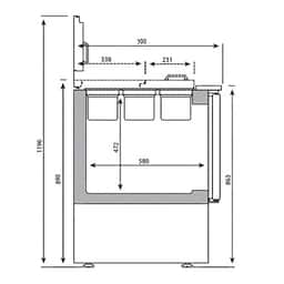 Saladette Premium PLUS - 978mm - 2 Türen - Einlass für GN-Behälter