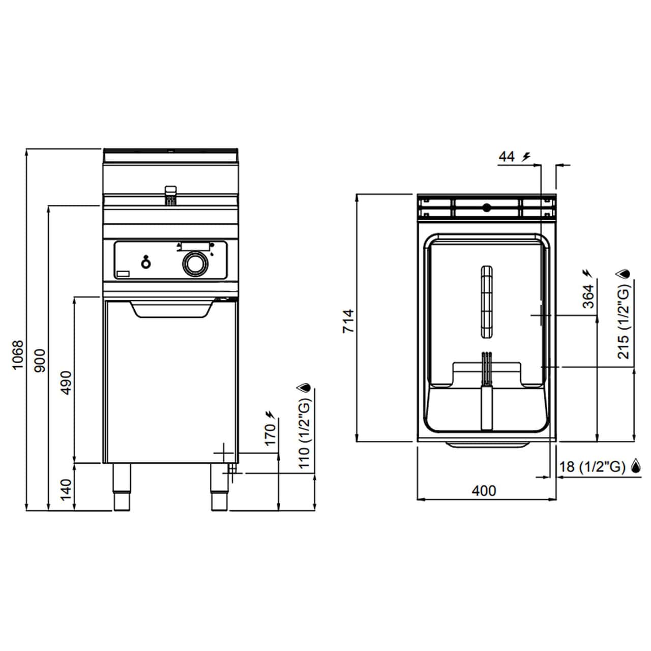 Plynová fritéza - 18L (14 kW) - elektronické ovládání