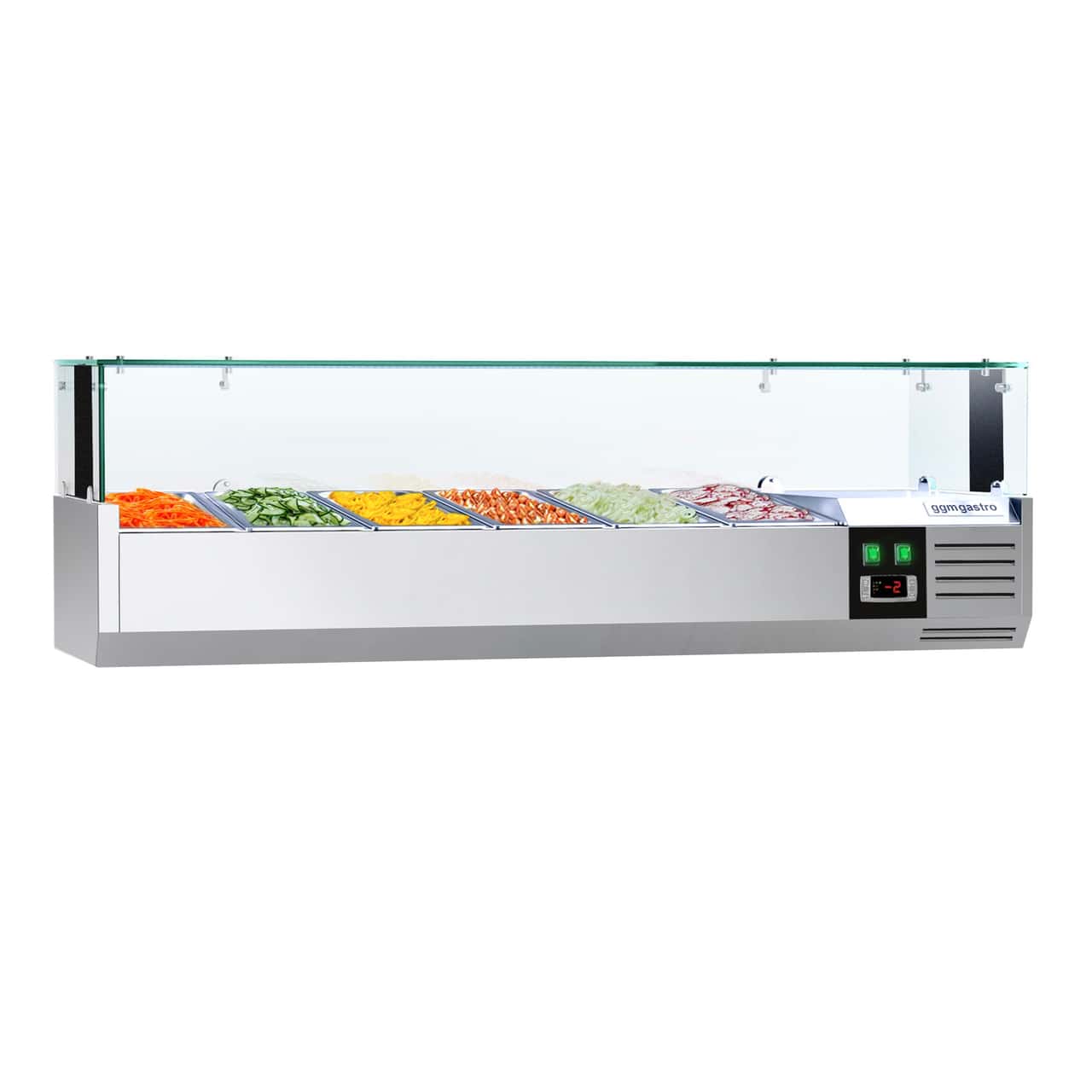 Kühlaufsatzvitrine PREMIUM mit LED-Licht - 1400x335mm - 6x GN 1/4