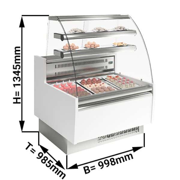 Kuchentheke - 990mm - mit LED-Beleuchtung & 2 Ablagen