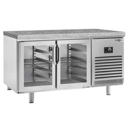 Bäckereikühltisch Premium PLUS - 1618x800mm - 2 Glastüren & Granitarbeitsplatte