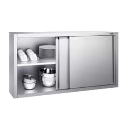 Edelstahl Wandhängeschrank PREMIUM - 1600x400mm - mit Schiebetür - 800mm hoch