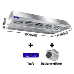 Deckenhaube 2,0 m - mit Motor, externen Regler, Filter und Lampe