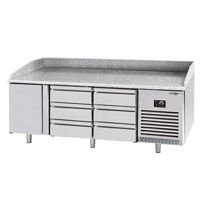 Pizza preparation table  Premium PLUS- 1980x700mm - with 1 door & 6 drawers