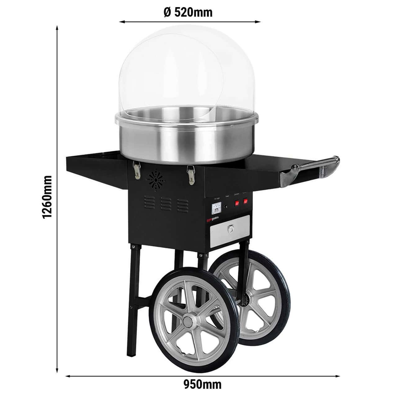 Zuckerwattemaschine - Ø 520mm - 1,08 kW - Schwarz - inkl. Spuckschutz