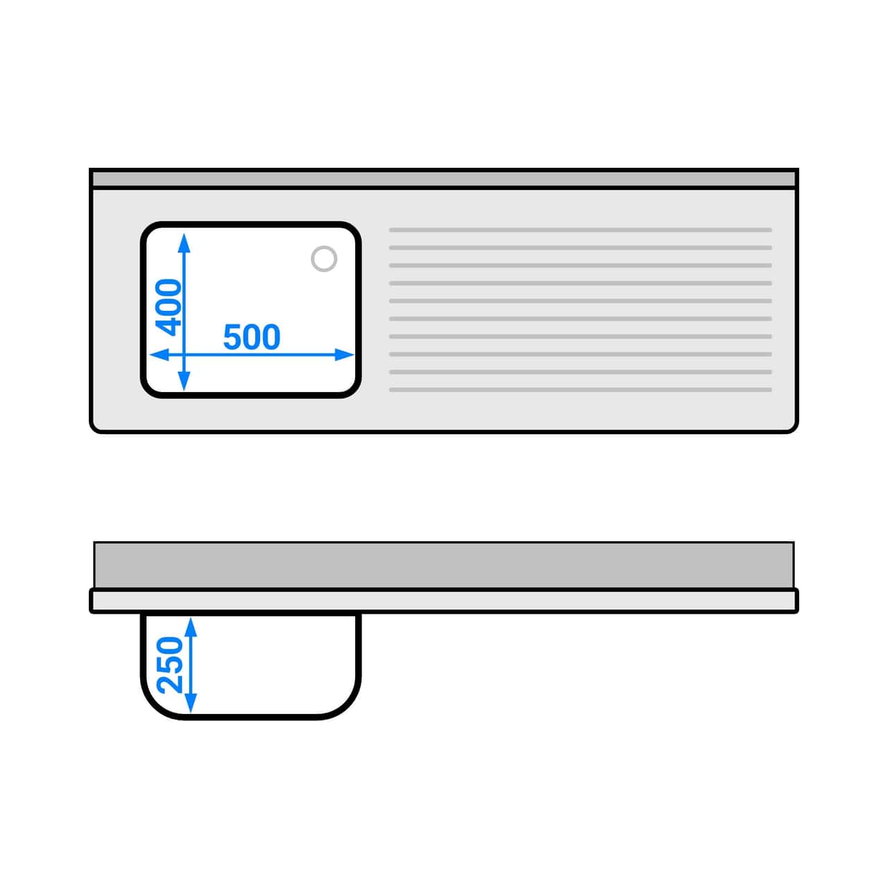 Spülschrank ECO - 1600x600mm - mit 1 Becken links