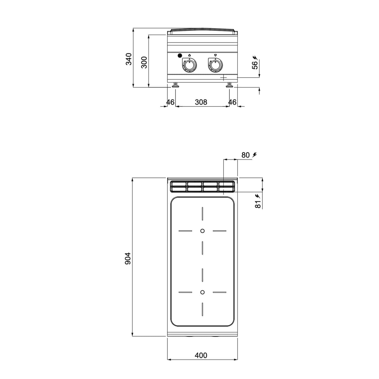 Infrarotherd -  8 kW - 2 Kochfelder