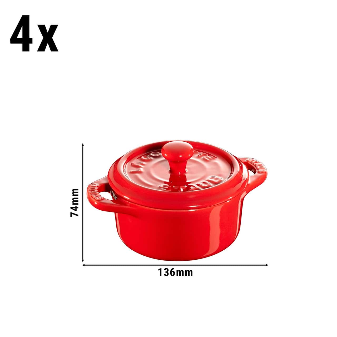 STAUB | CERAMIQUE - Cocotte Set- 4-tlg - Ø 100mm - Keramik - Kirsch-Rot