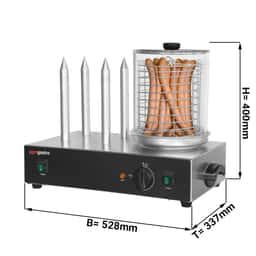 Hot Dog Steamer / Würstchenwärmer - 1,1 kW - mit 4 Heizdornen für Brötchen