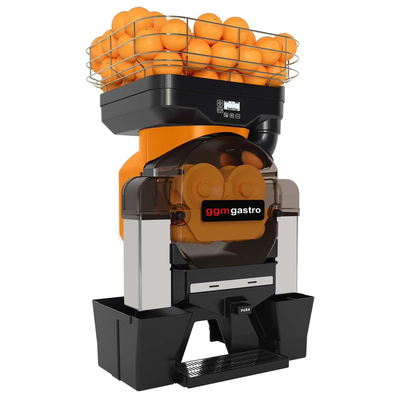 Elektrische Orangenpresse - Orange - Push & Juice-Taste - Automatische Fruchtzufuhr - inkl. Reinigungsmodus