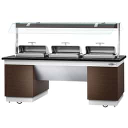 Buffettheke DUBLIN - 2300mm - mit 3 Chafing Dishes & Rollen