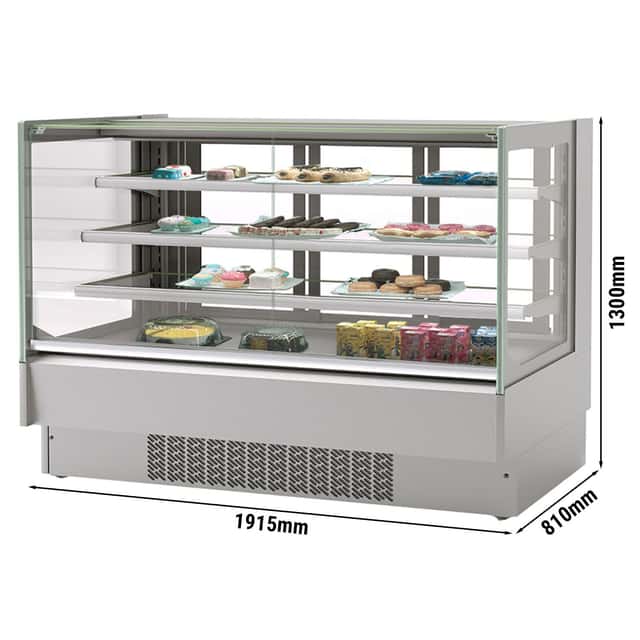 Kuchenvitrine - 1920mm - mit LED-Beleuchtung & 2 Ablagen