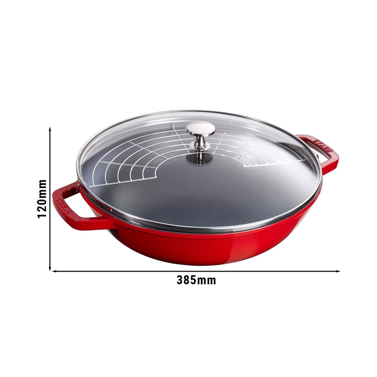 STAUB | SPECIALITIES - Wok mit Glasdeckel - Ø 300mm - Gusseisen - Kirsch-Rot