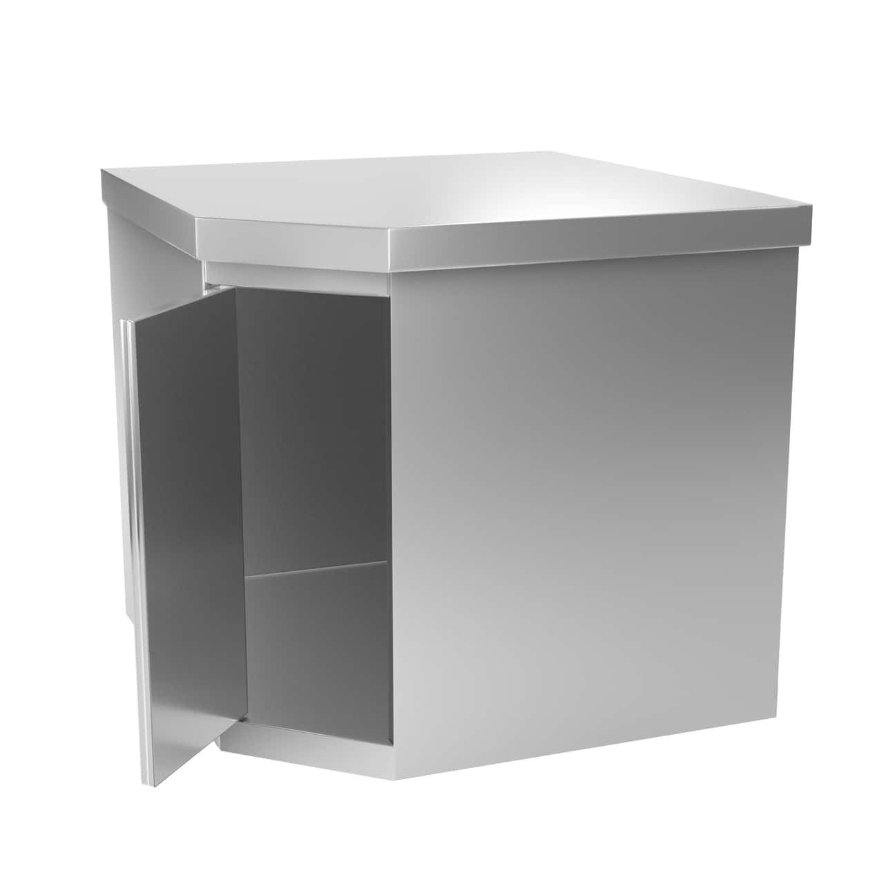 Edelstahl Eck-Wandhängeschrank - 700x400mm - mit Flügeltür - Höhe: 650mm