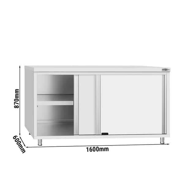 Stainless steel work cabinet ECO - 1600x600mm - with sliding door