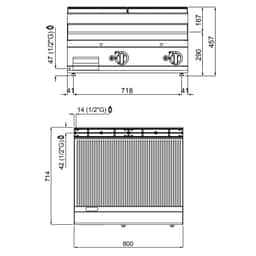 Gas Bratplatte - 13,8 kW - Gerillt