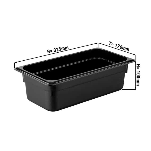 Polycarbonat GN Behälter 1/3 - Schwarz - Tiefe 100 mm