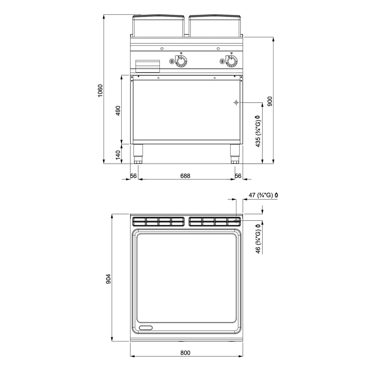 Plynová grilovací deska - 14 kW - hladká