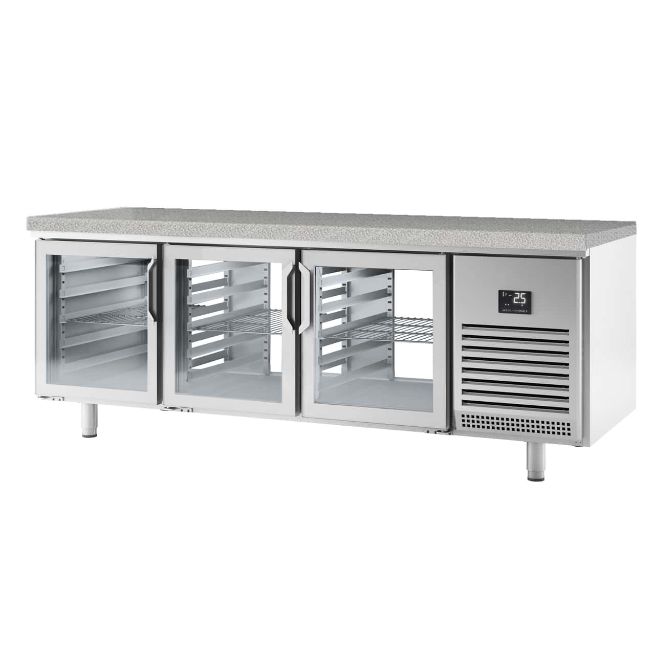 Bäckereikühltisch Premium PLUS - 2185x800mm - mit Durchreiche & Granitarbeitsplatte