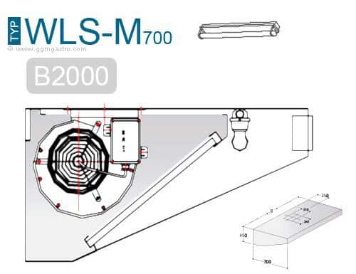 Wandhaube - 2000mm - mit Motor, Regler, Filter & Lampe