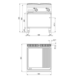 Elektrická grilovací deska - 13,2 kW - hladká & drážkovaná