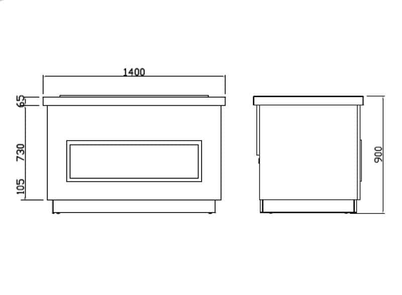 Buffettheke PRAG - 1400mm - mit Bainmarie - für 3x GN 1/1