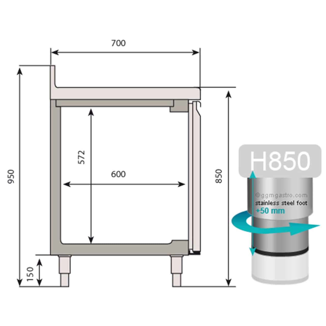 Tiefkühltisch Premium PLUS - 2452x700mm - mit 4 Türen & mit Aufkantung