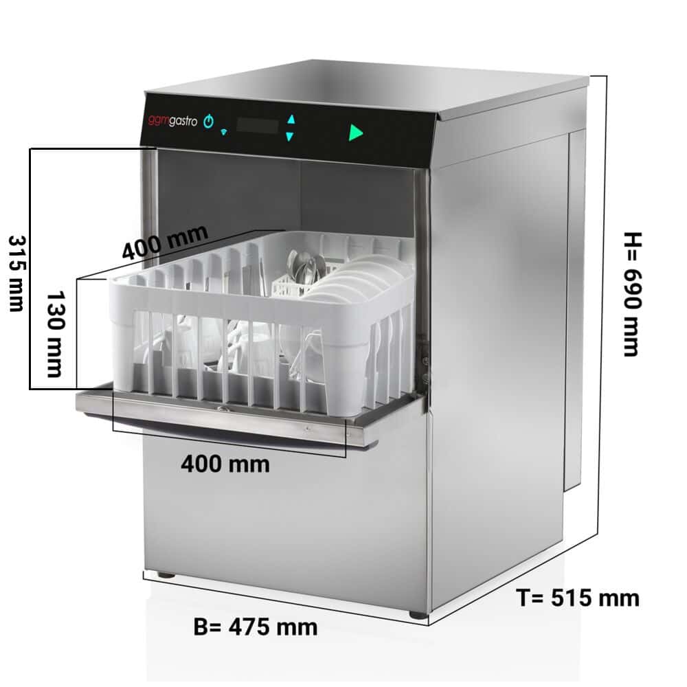 Doppelwandige Gläserspülmaschine - Digital - 2,97 kW - mit Reiniger- & Klarspülerpumpe