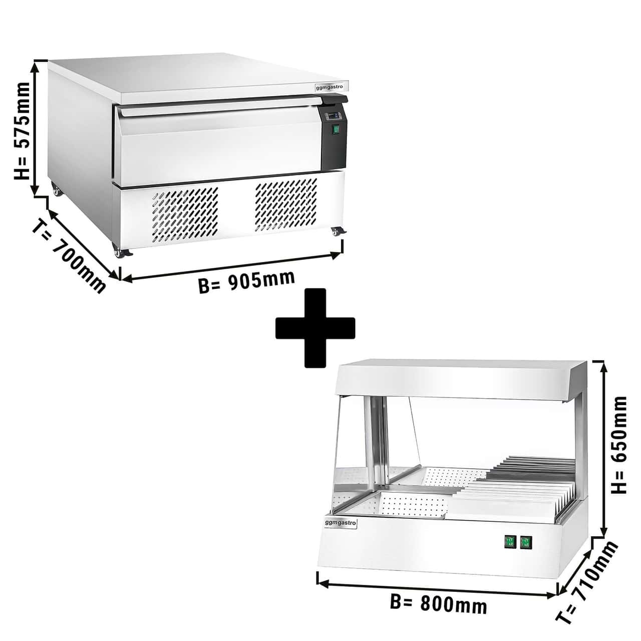 Tiefkühl/Kühl-Unterbau Kombination -22 ~ +8°C - 905mm - 1 Schublade - inkl. Pommeswärmer