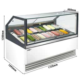 Ice cream counter THEO - 1730mm - air circulation - for 18x 5 liter containers - white