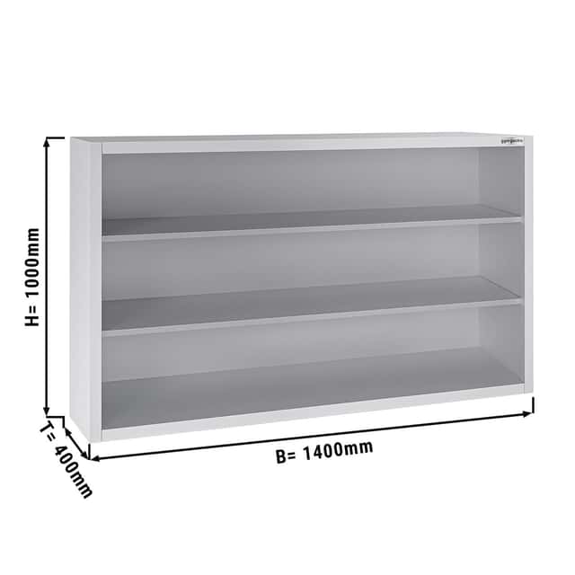 Edelstahl Wandhängeschrank ECO - 1400x400mm - ohne Schiebetür 1000mm hoch