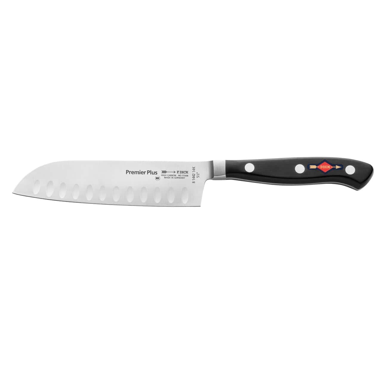 F. DICK | Premier Plus - Nůž Santoku - s vrýbrusem - čepel: 140 mm