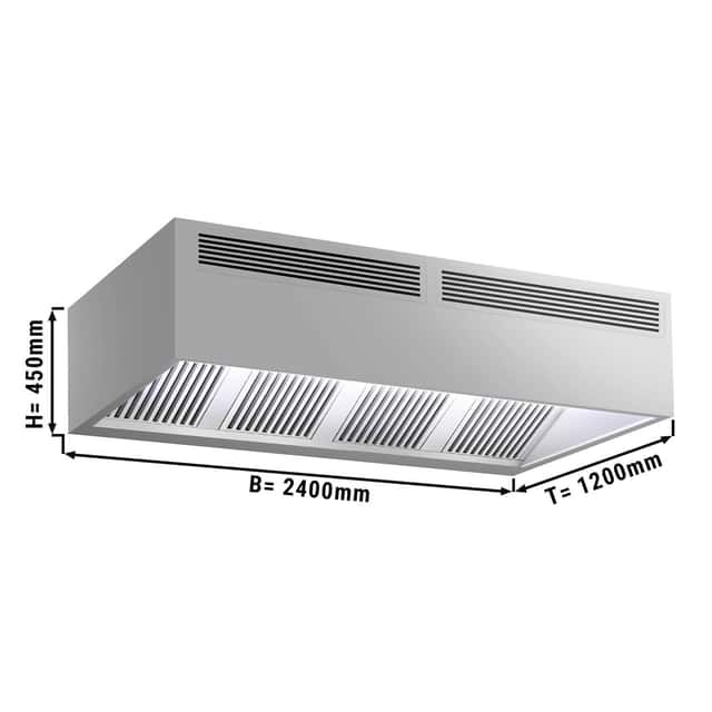 Induktions-Kastenhaube - 2,4m - mit Filter & LED Lampe