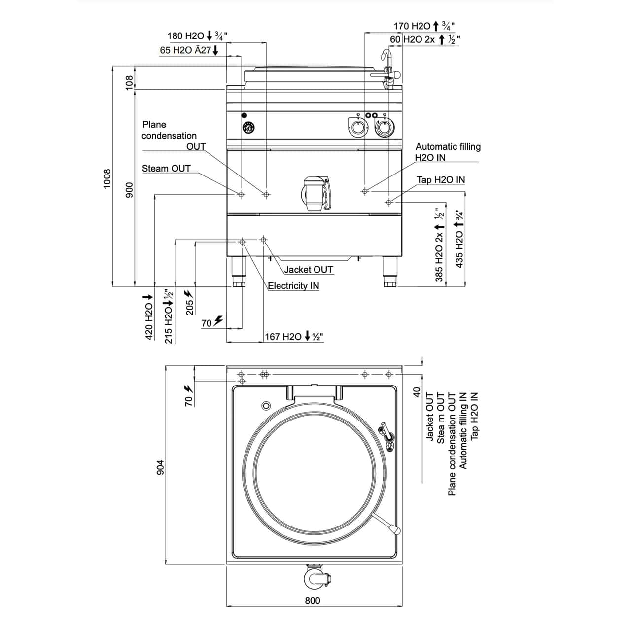 Elektro Kochkessel - 150 Liter - 18 kW - Indirekte Beheizung