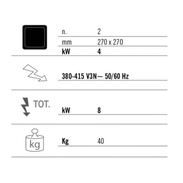 Infrarotherd - 8 kW - 2 Kochfelder