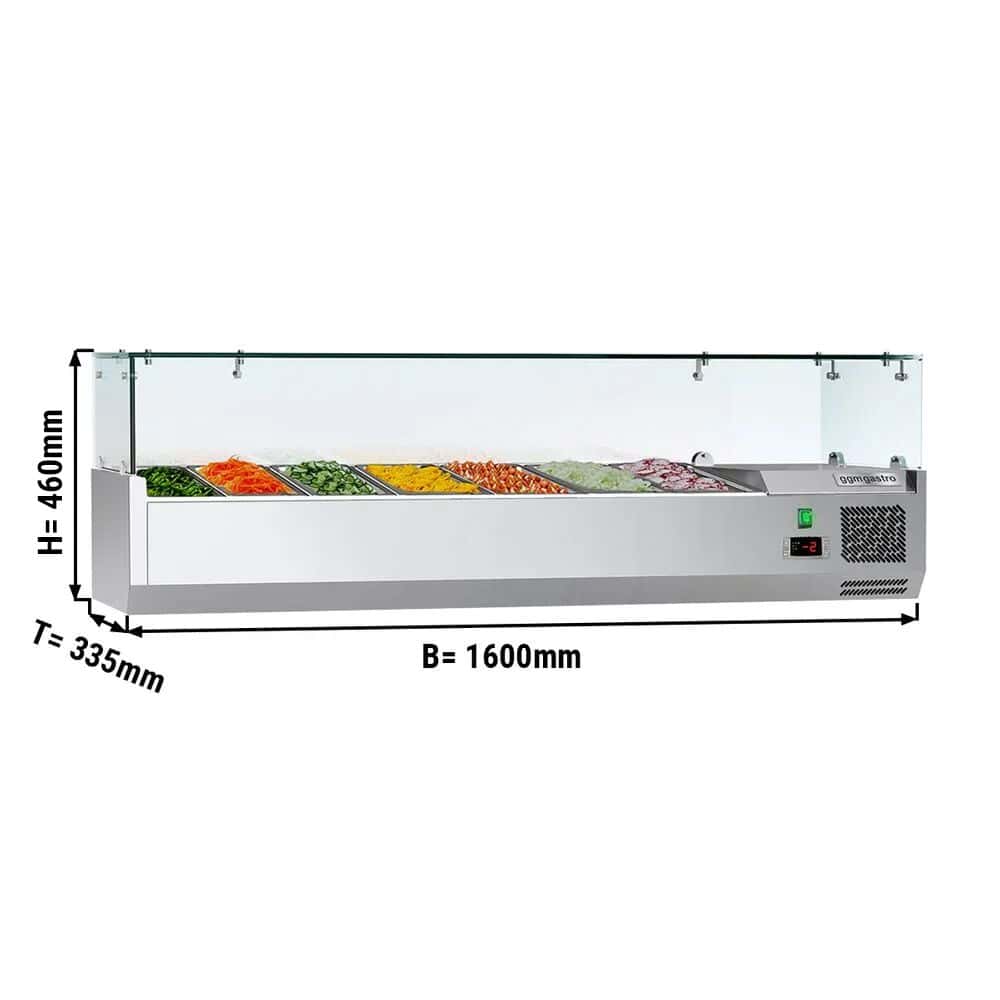 Kühlaufsatzvitrine ECO - 1600x335mm - 7x GN 1/4