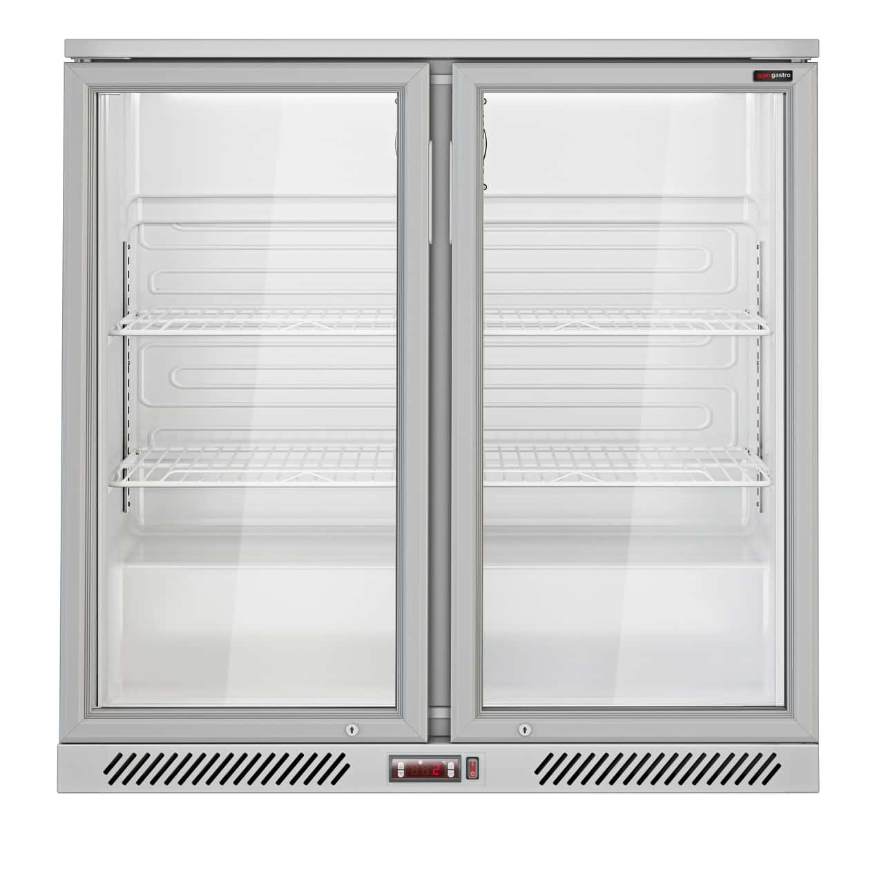 Barkühlschrank - 900mm - 220 Liter - mit 2 Glasflügeltüren - Grau