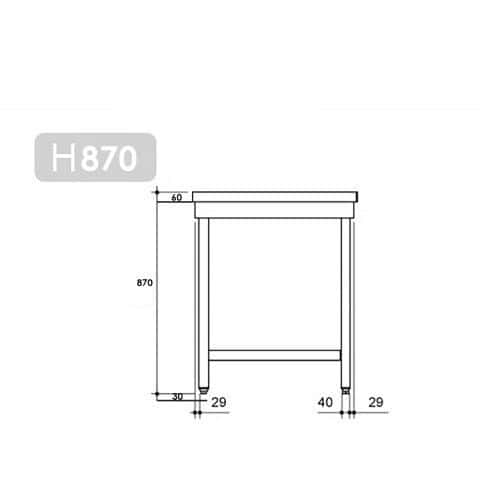 Edelstahl Arbeitstisch PREMIUM - 2000x800mm - mit Grundboden & Verstrebung