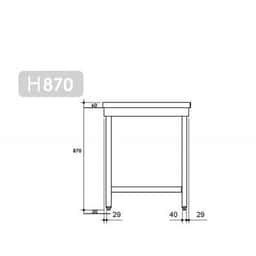 Edelstahl Arbeitstisch PREMIUM - 2000x800mm - mit Grundboden & Verstrebung