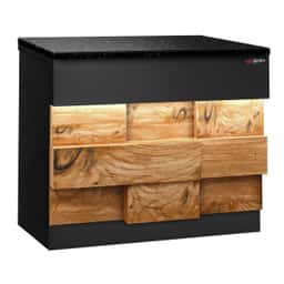 Kassentisch TORONTO - 900mm - Holzfront - schwarze Granit-Arbeitsplatte