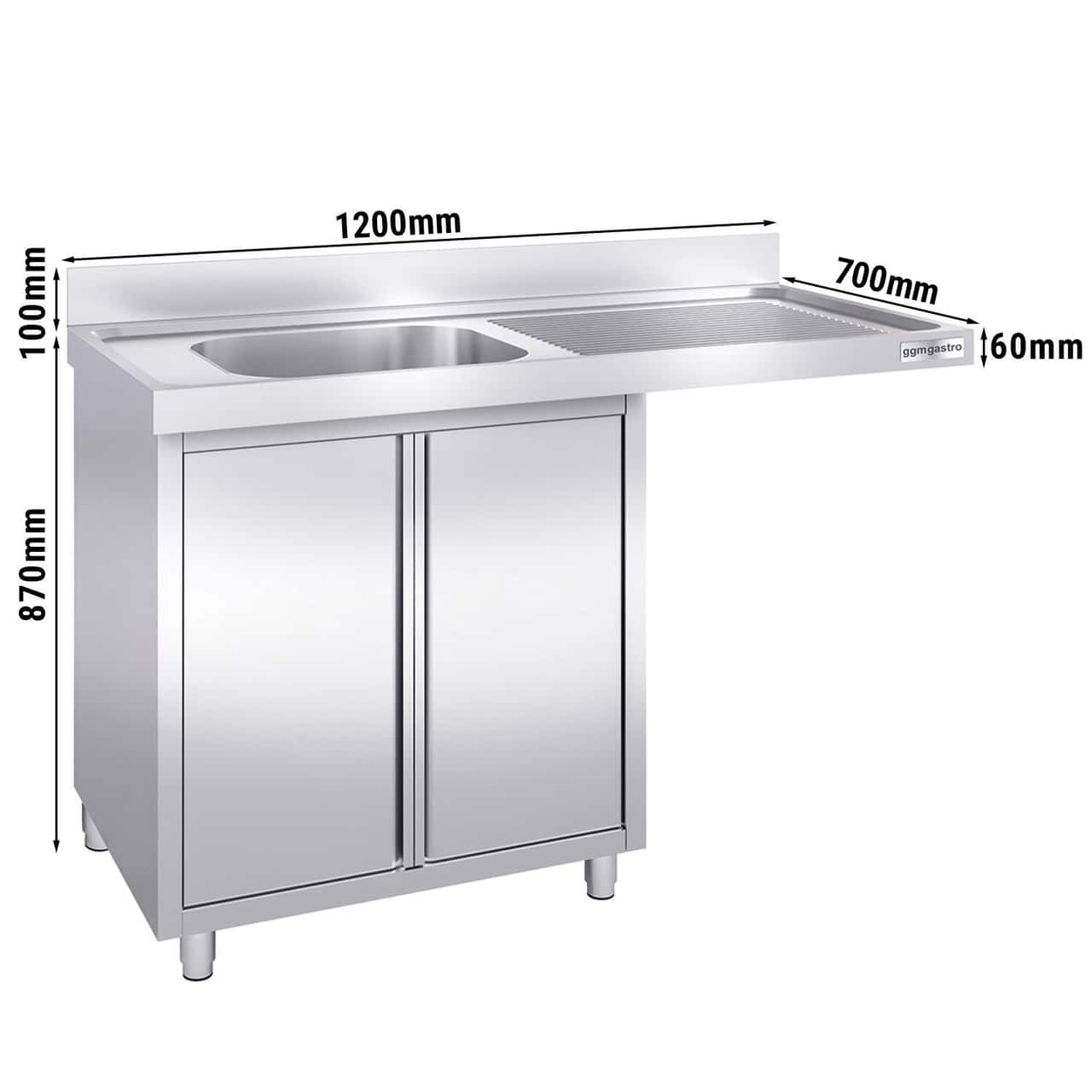 Spülmaschinen-Spülschrank - 1200x700mm - mit 1 Becken links