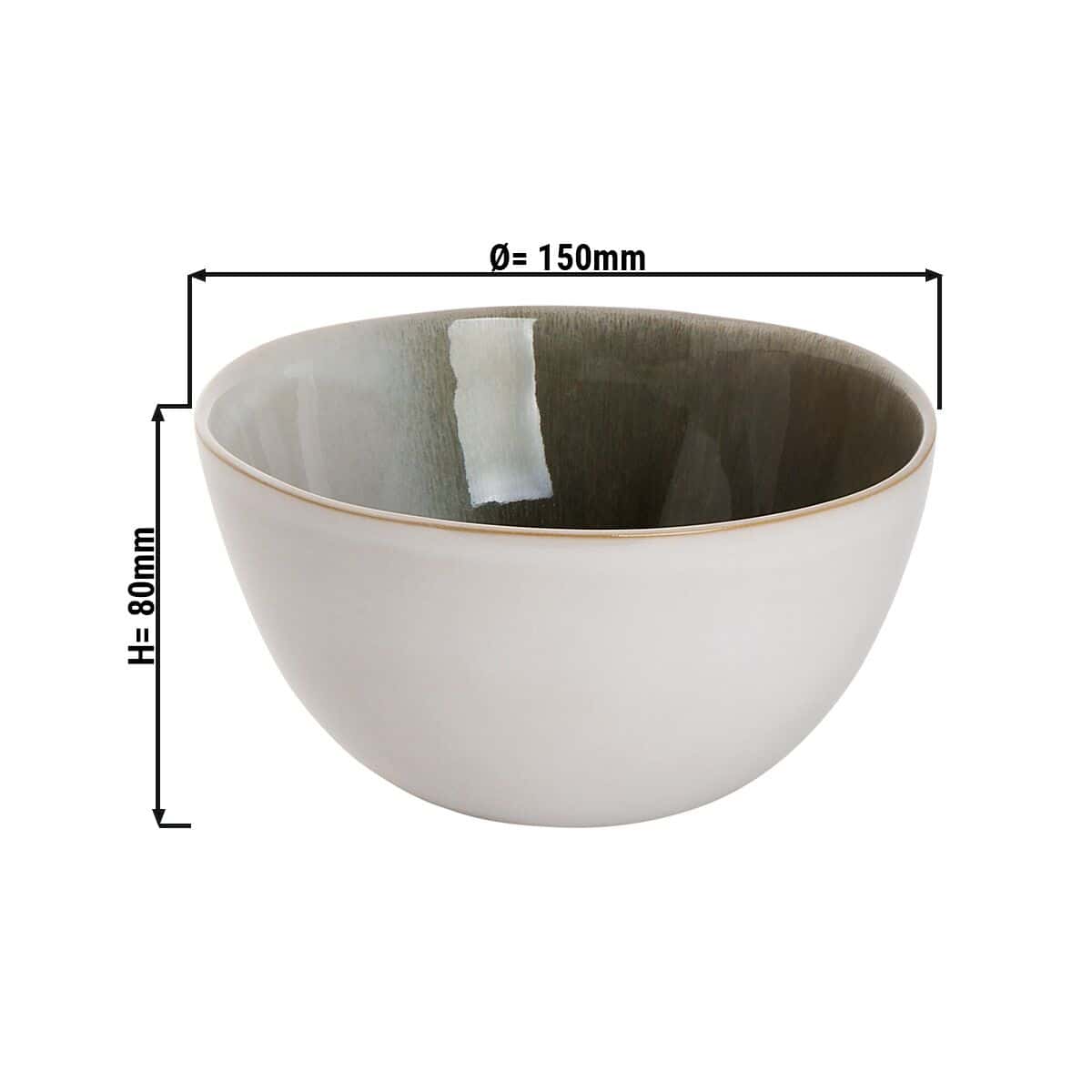 (12 Stück) NORDIC - Schüssel -  Ø 15 cm - 90 cl - Grün/ Weiß