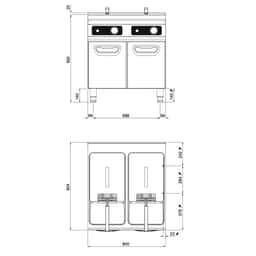 Elektrická dvojitá fritéza - 22+22L - 44 kW - digitální