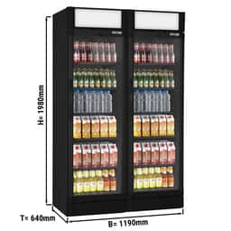 (2 Stück) Getränkekühlschrank - 690 Liter - 2 Glastüren & Werbedisplay