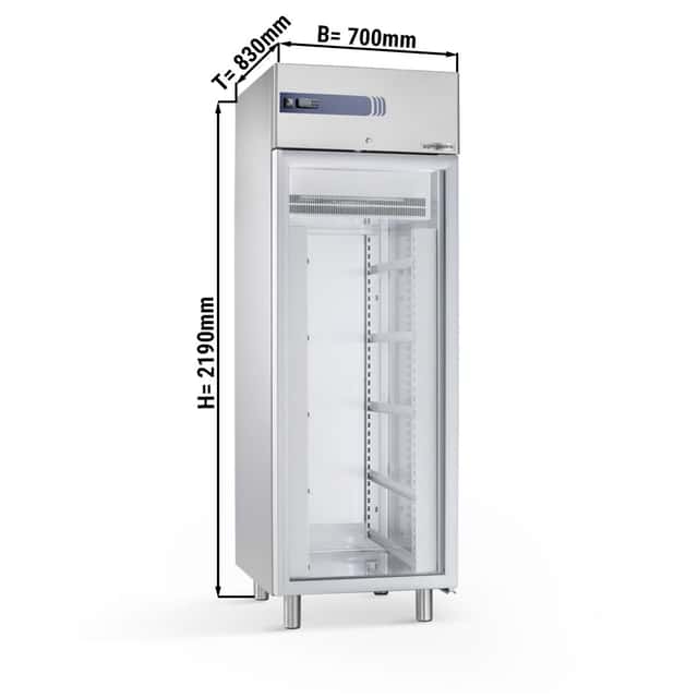 Pastakühlschrank Edelstahl PREMIUM PLUS - EN 60x40 - 585 Liter - mit 1 Glastür