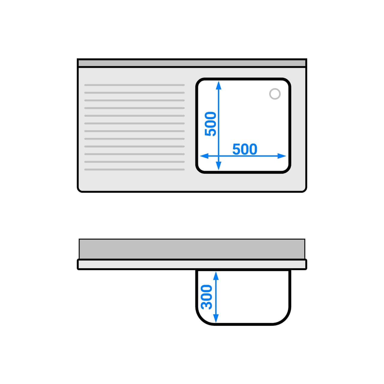 Spülschrank - 1200x700mm - mit Abfallbehälter & 1 Becken rechts