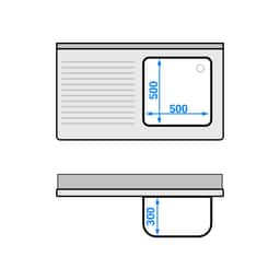 Spülschrank - 1200x700mm - mit Abfallbehälter & 1 Becken rechts